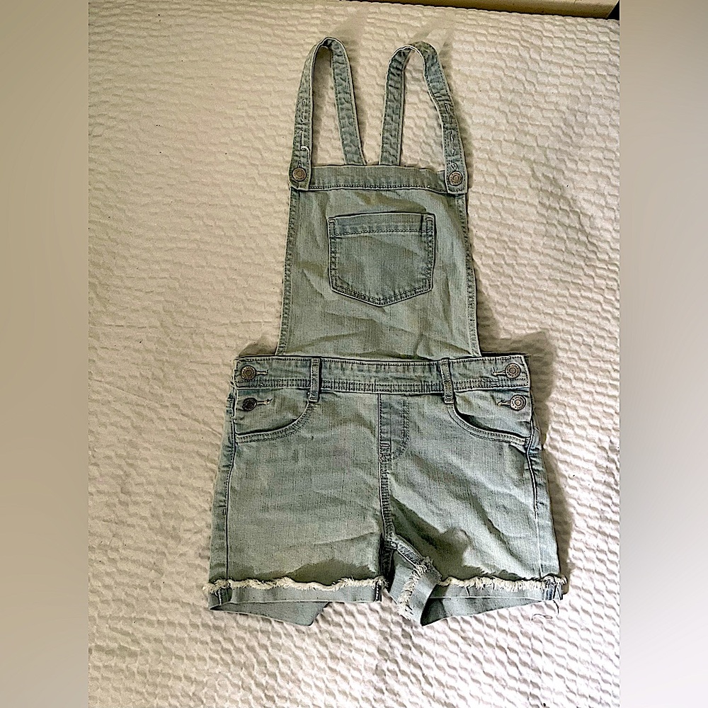 Cat & Jack Girls Overalls Shorts Size M 7/8 blu Light